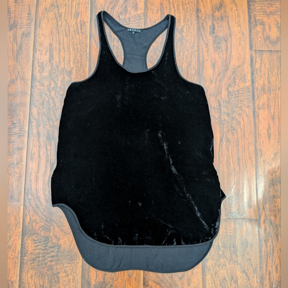Theory Black Velvet Racerback Tank Top